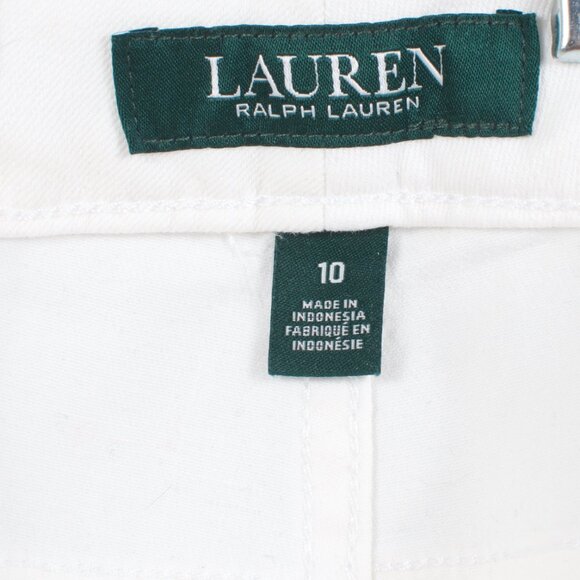 Lauren Ralph Lauren Women's Jean 10 White/Ivory Cotton Poly - Picture 6 of 8